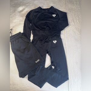 VLX Women's Black Leggings Set